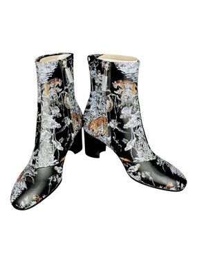 HERMES PRINTED CALF LEATHER NEW CASTLE EQUATEUR TATTOO ANKLE BOOTS SHOES